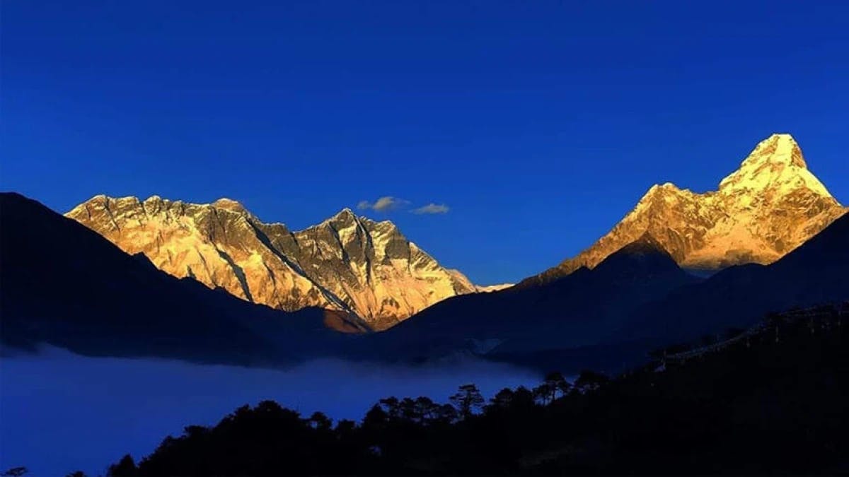 View of Mt Everest and Amadablam