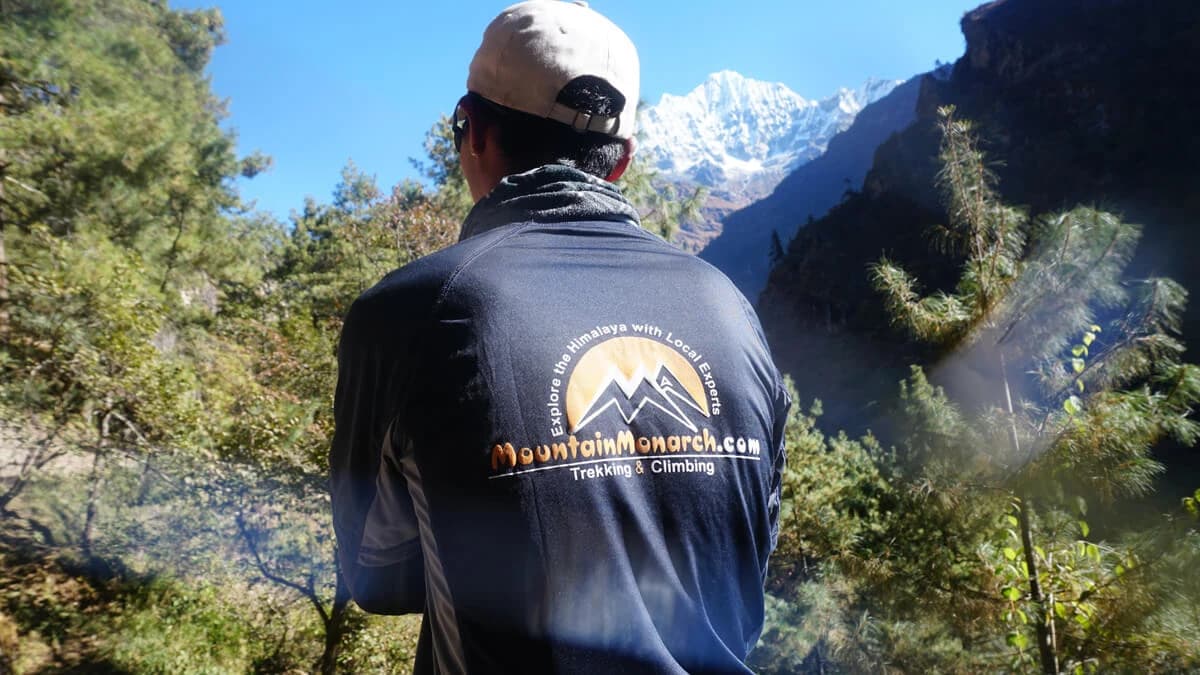 Distant mountain view as seen while covering Everest Region Trekking Duration.
