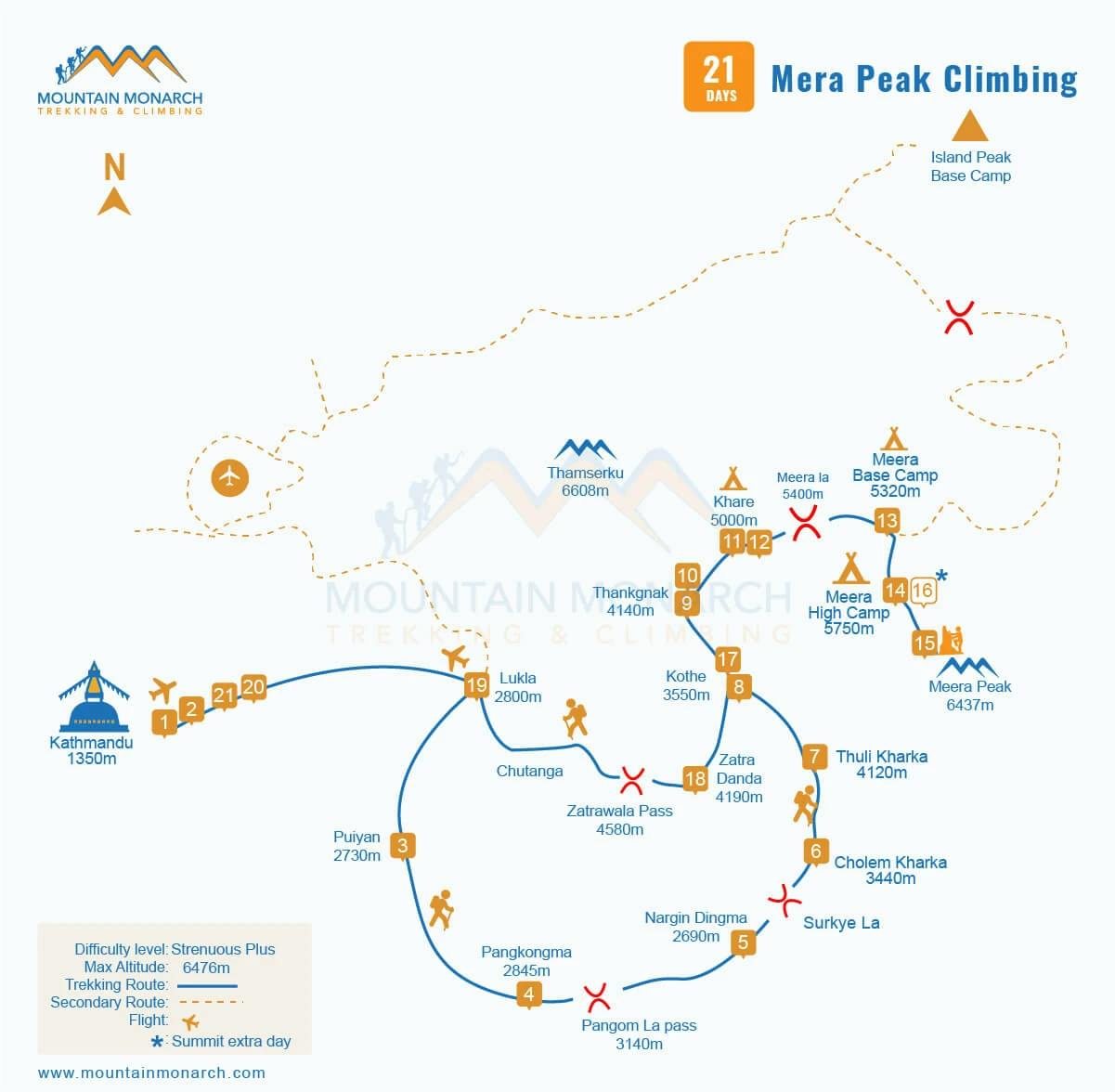 Mera Peak climb map