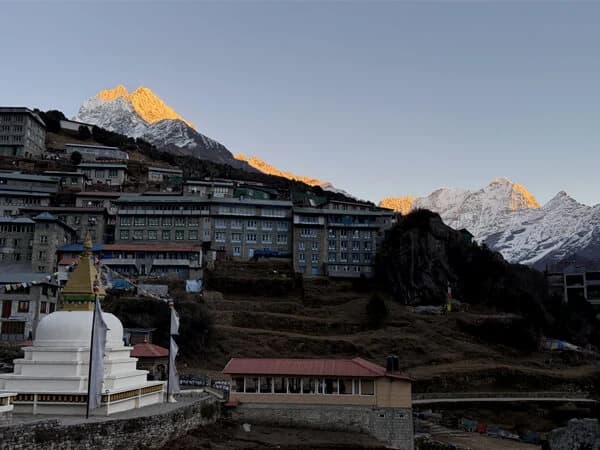 A stunning sunrise from Namche Bazaar, the true gateway to the Everest Himalayas