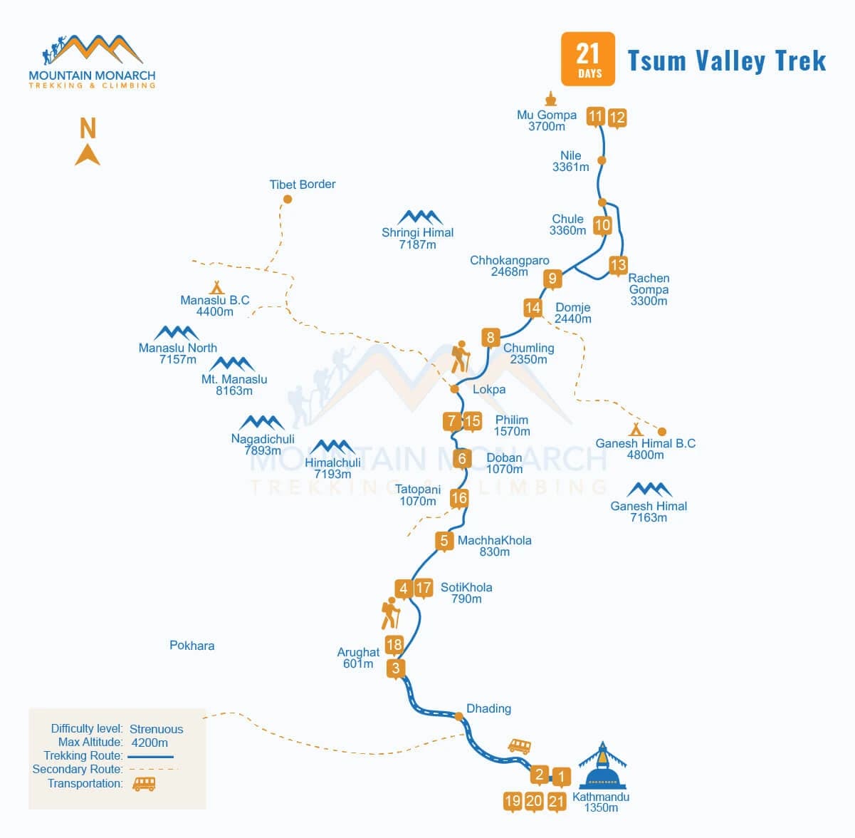 Trek map Tsum Valley